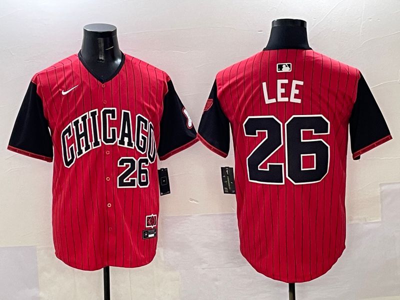Men Chicago White Sox #26 Lee Red Stripe Joint Name Nike 2025 MLB Jersey style 31